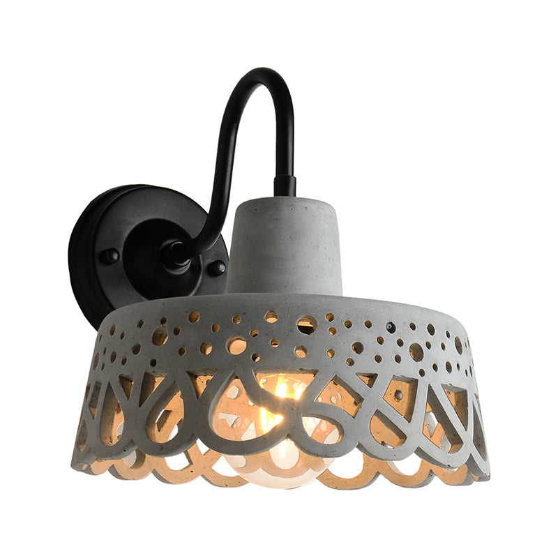 Sikunuo | 8.5"/9.5"/10" Width Goose Neck Wall Light Modernist Cement 1 Light Wall Mounted Fixture in Gray