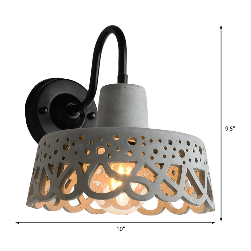 Sikunuo | 8.5"/9.5"/10" Width Goose Neck Wall Light Modernist Cement 1 Light Wall Mounted Fixture in Gray