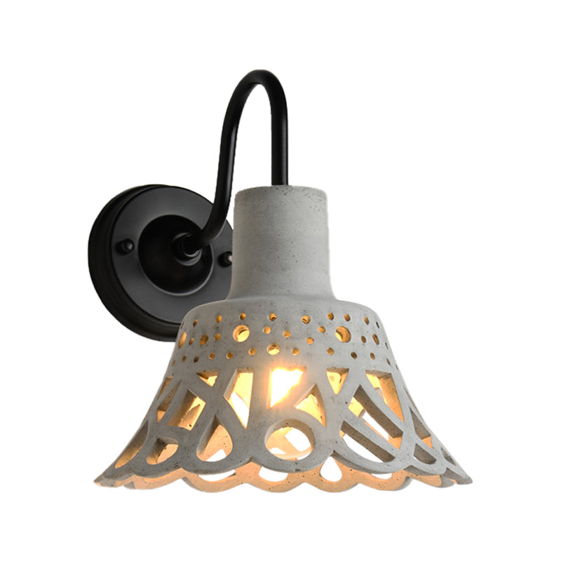 Sikunuo | 8.5"/9.5"/10" Width Goose Neck Wall Light Modernist Cement 1 Light Wall Mounted Fixture in Gray