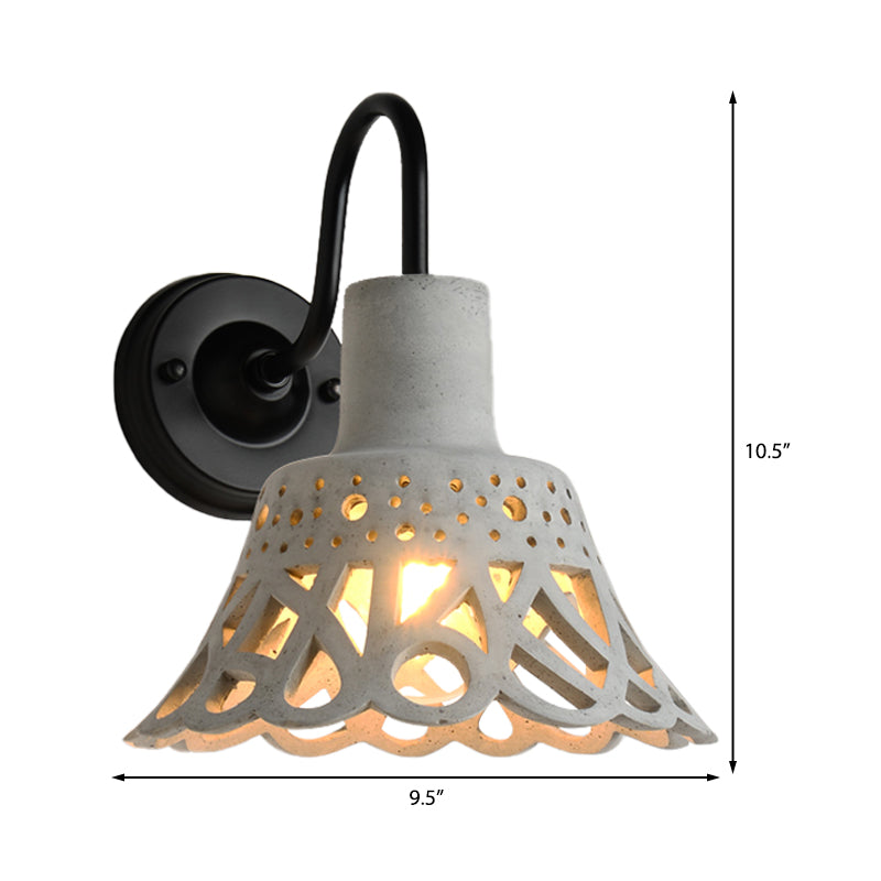 Sikunuo | 8.5"/9.5"/10" Width Goose Neck Wall Light Modernist Cement 1 Light Wall Mounted Fixture in Gray