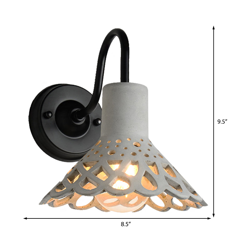 Sikunuo | 8.5"/9.5"/10" Width Goose Neck Wall Light Modernist Cement 1 Light Wall Mounted Fixture in Gray