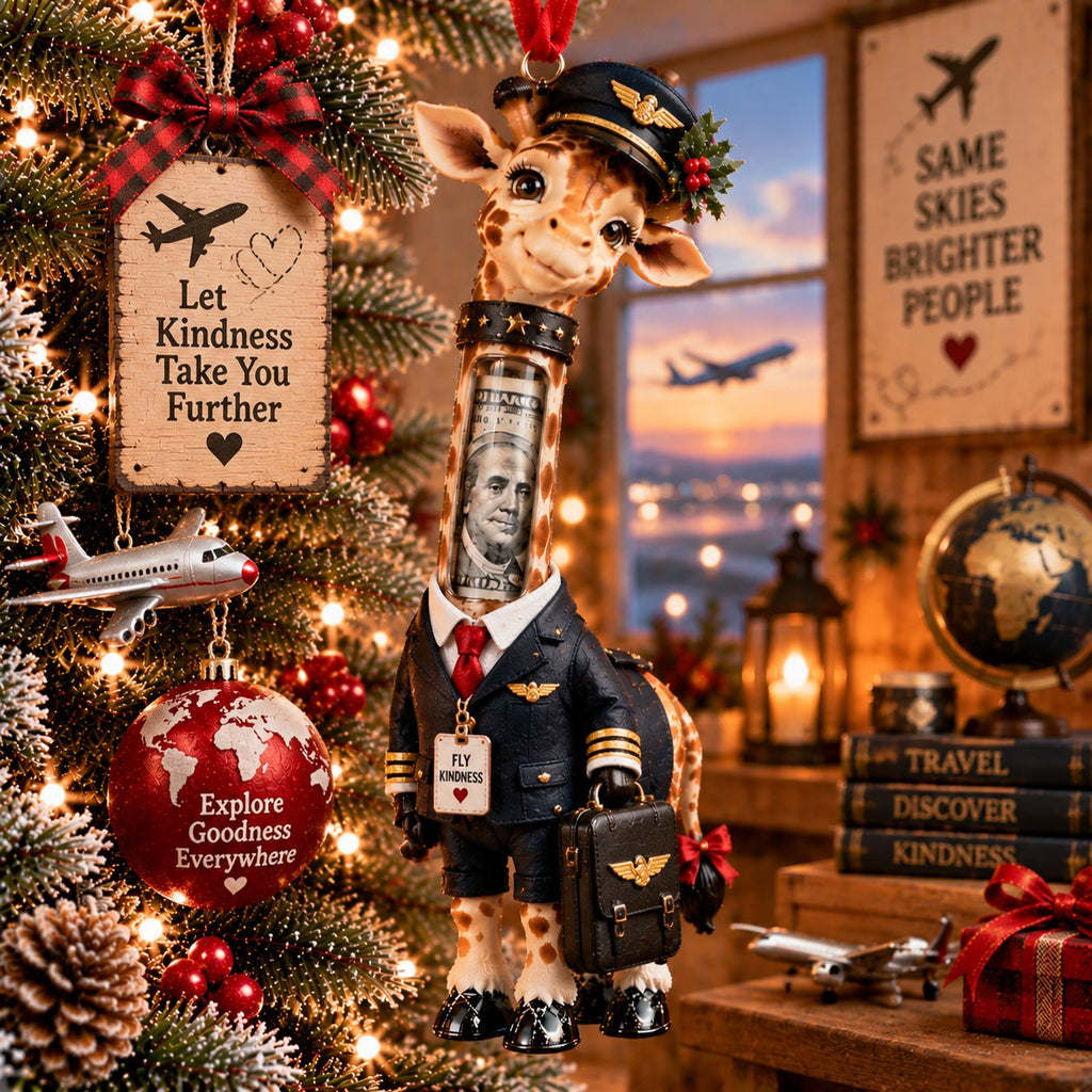 Giraffe on the Job Christmas Cash Holder Ornament