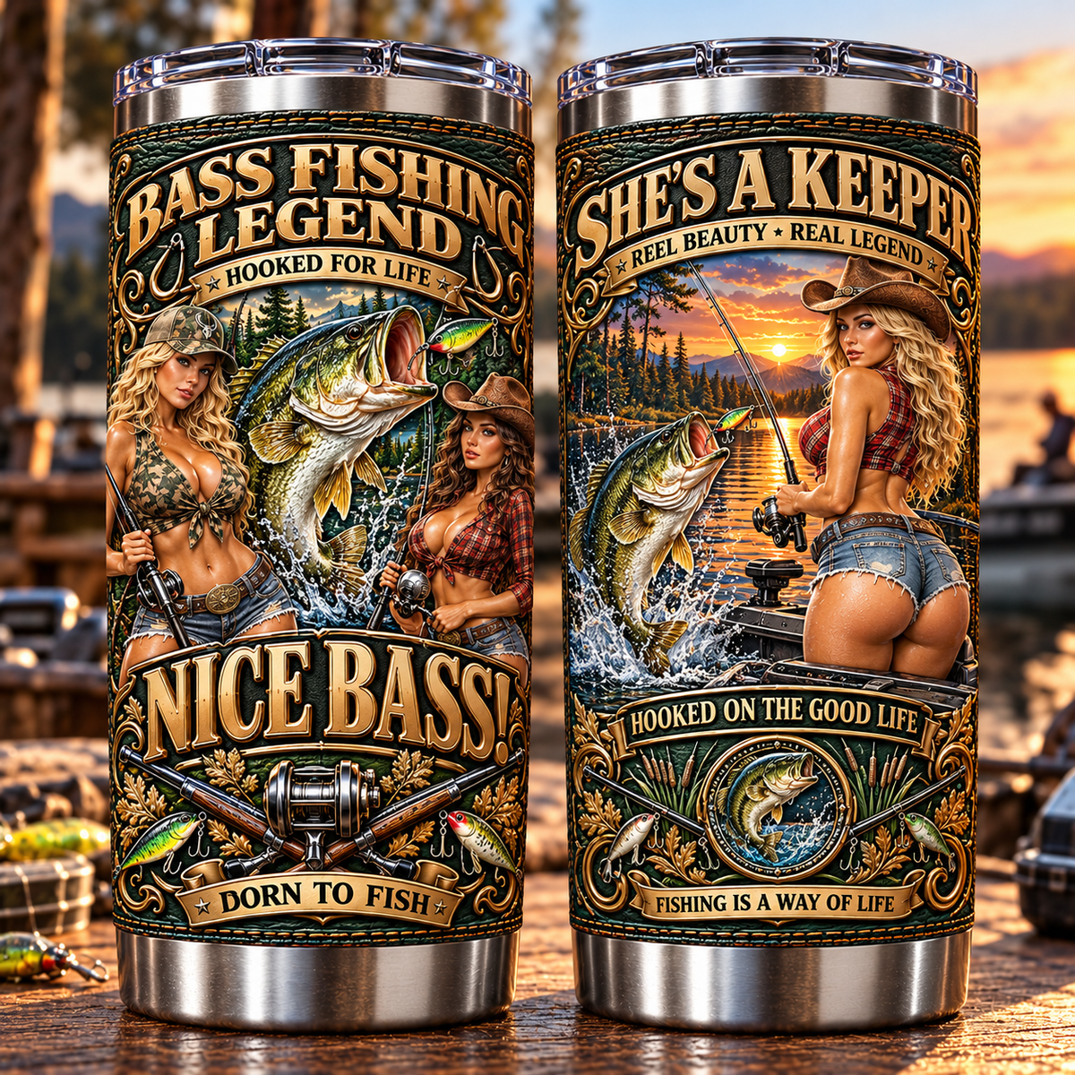 Bass Fishing Legend “Nice Bass!” Insulated Travel Tumbler