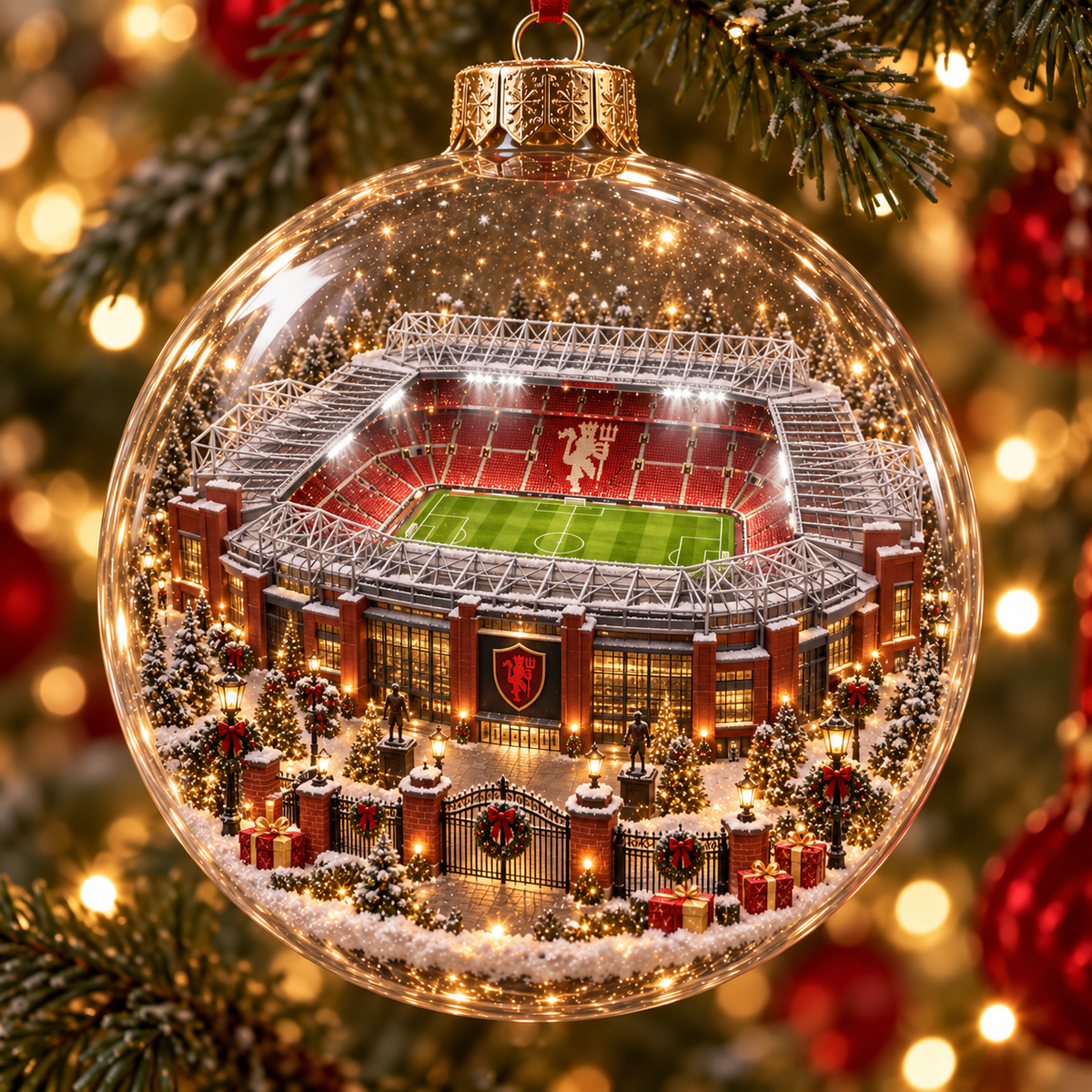 United in Red — Light-Up Football Heritage Ornament