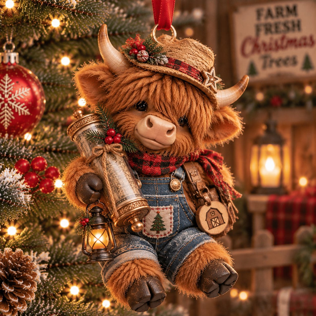 Highland Cow Christmas Cash Holder Ornament