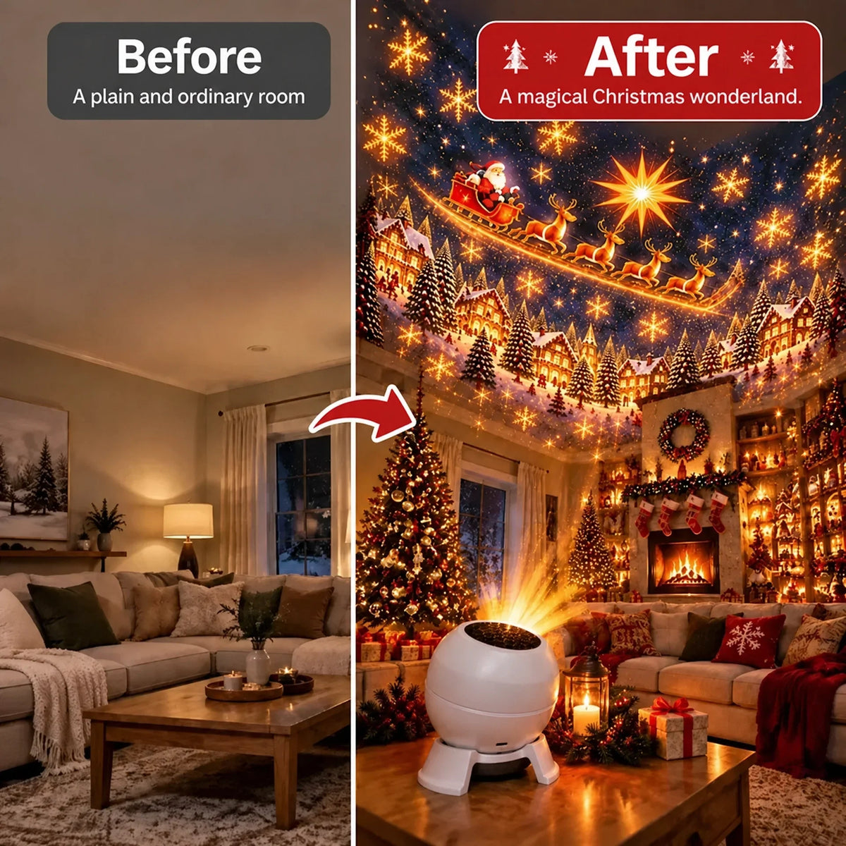 🎁 Turn Any Room Into a Christmas Wonderland – Holiday Projection Night Light