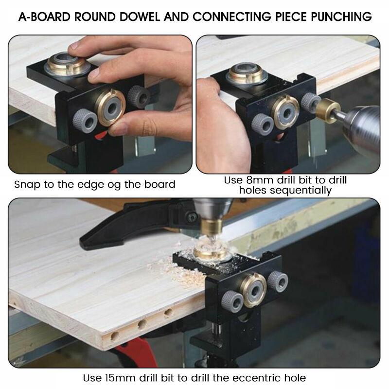 Sikunuo | 3 in 1 adjustable woodworking drill locator punch tools