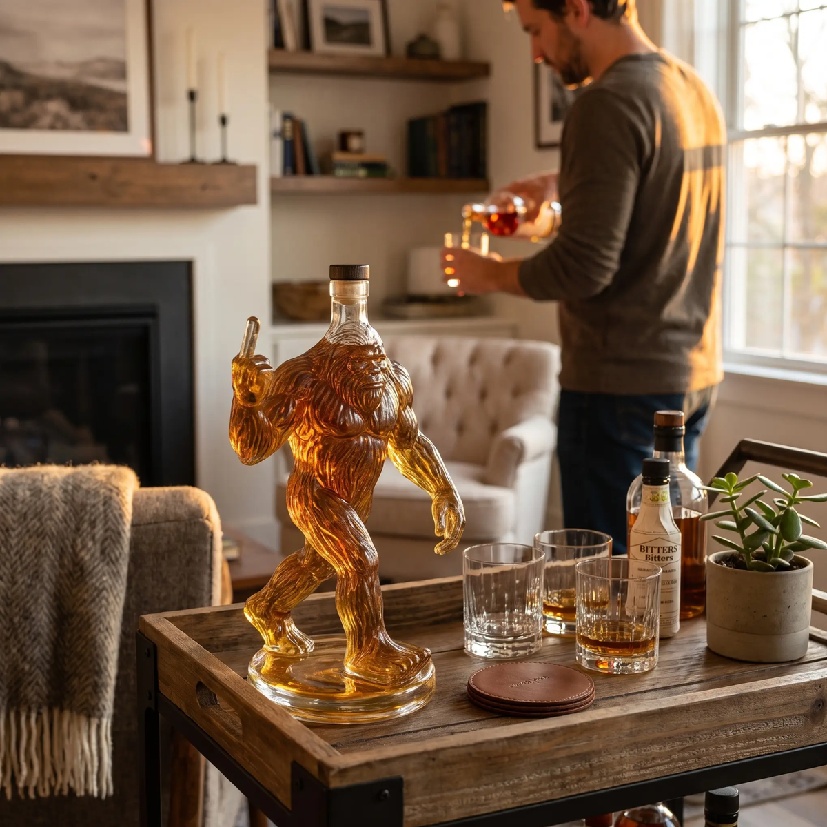 Sikunuo | Whiskey Decanter Funny Bigfoot Glass Bottle