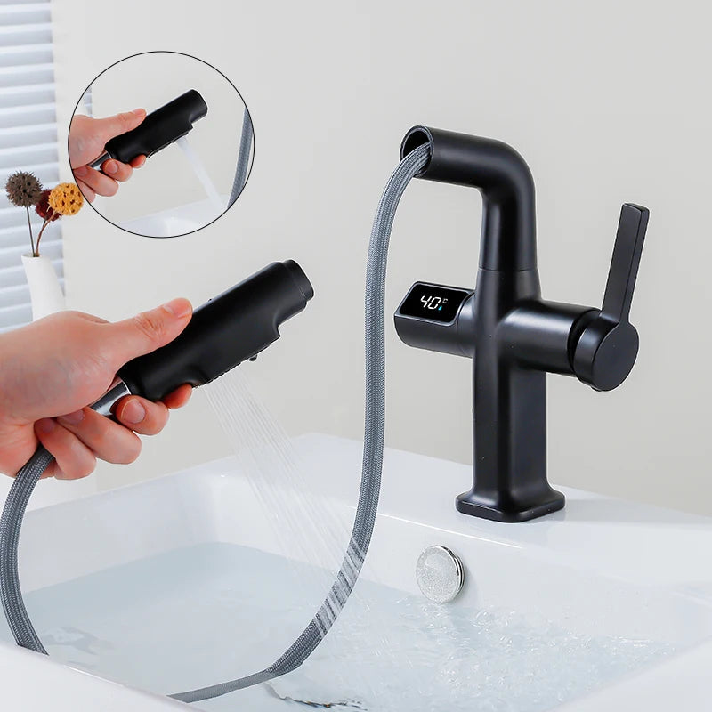 Sikunuo | Elegant House Brass Aqua View Bathroom Digital Faucet