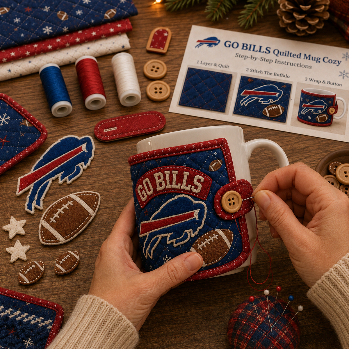 GO BILLS — Quilted Mug Cozy Sewing Kit