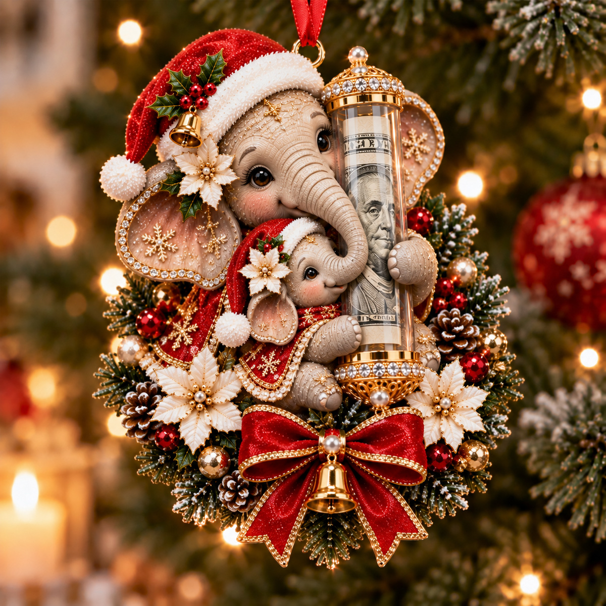 Christmas Cute Animal Cash Gift Ornament – Holiday Tree Decoration