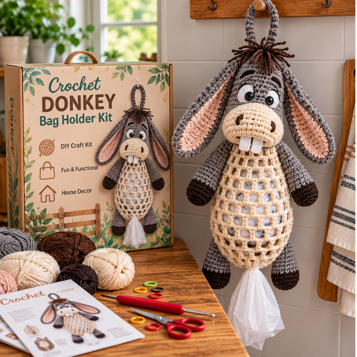Crochet Animal Bag Holder DIY Kit – 8 Adorable Animals