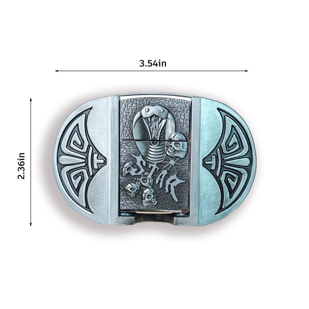 3D Cobra "STAR" Skull Lighter Holder Belt Buckle