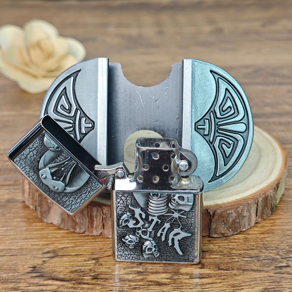 3D Cobra "STAR" Skull Lighter Holder Belt Buckle