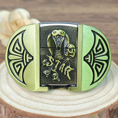 3D Cobra "STAR" Skull Lighter Holder Belt Buckle