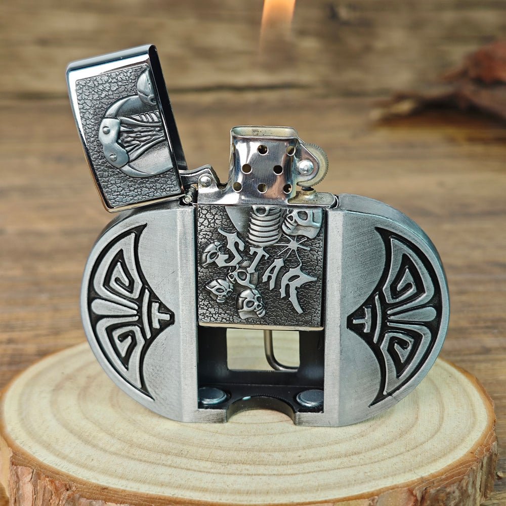 3D Cobra "STAR" Skull Lighter Holder Belt Buckle