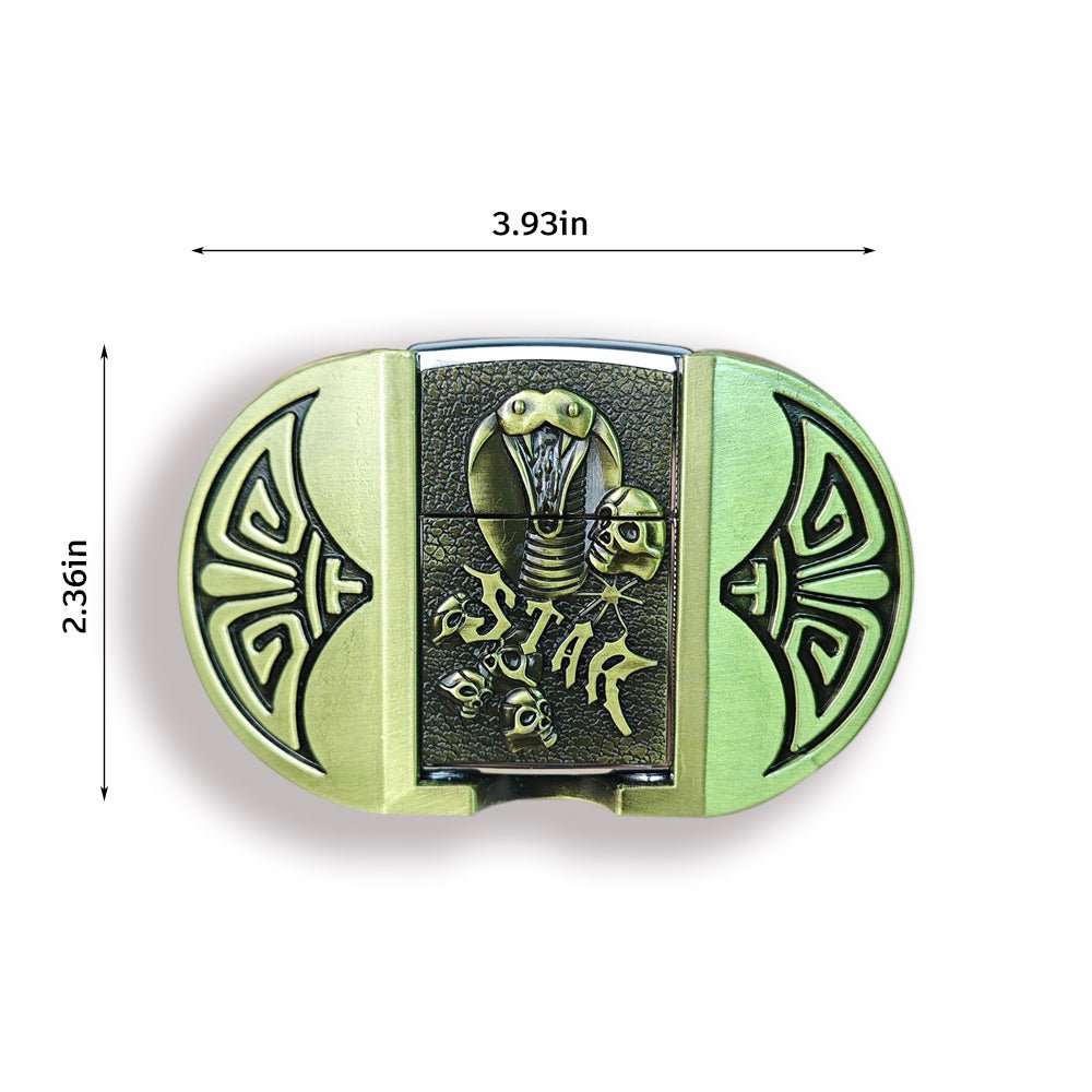 3D Cobra "STAR" Skull Lighter Holder Belt Buckle