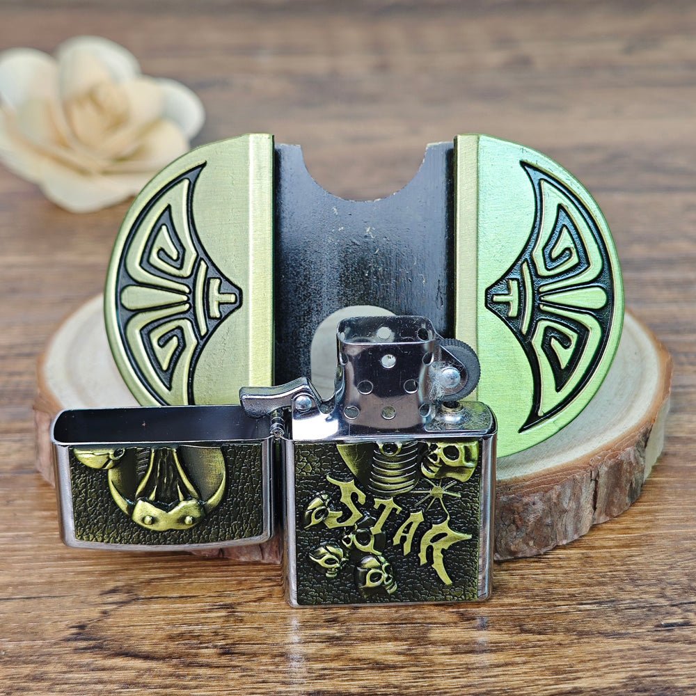 3D Cobra "STAR" Skull Lighter Holder Belt Buckle