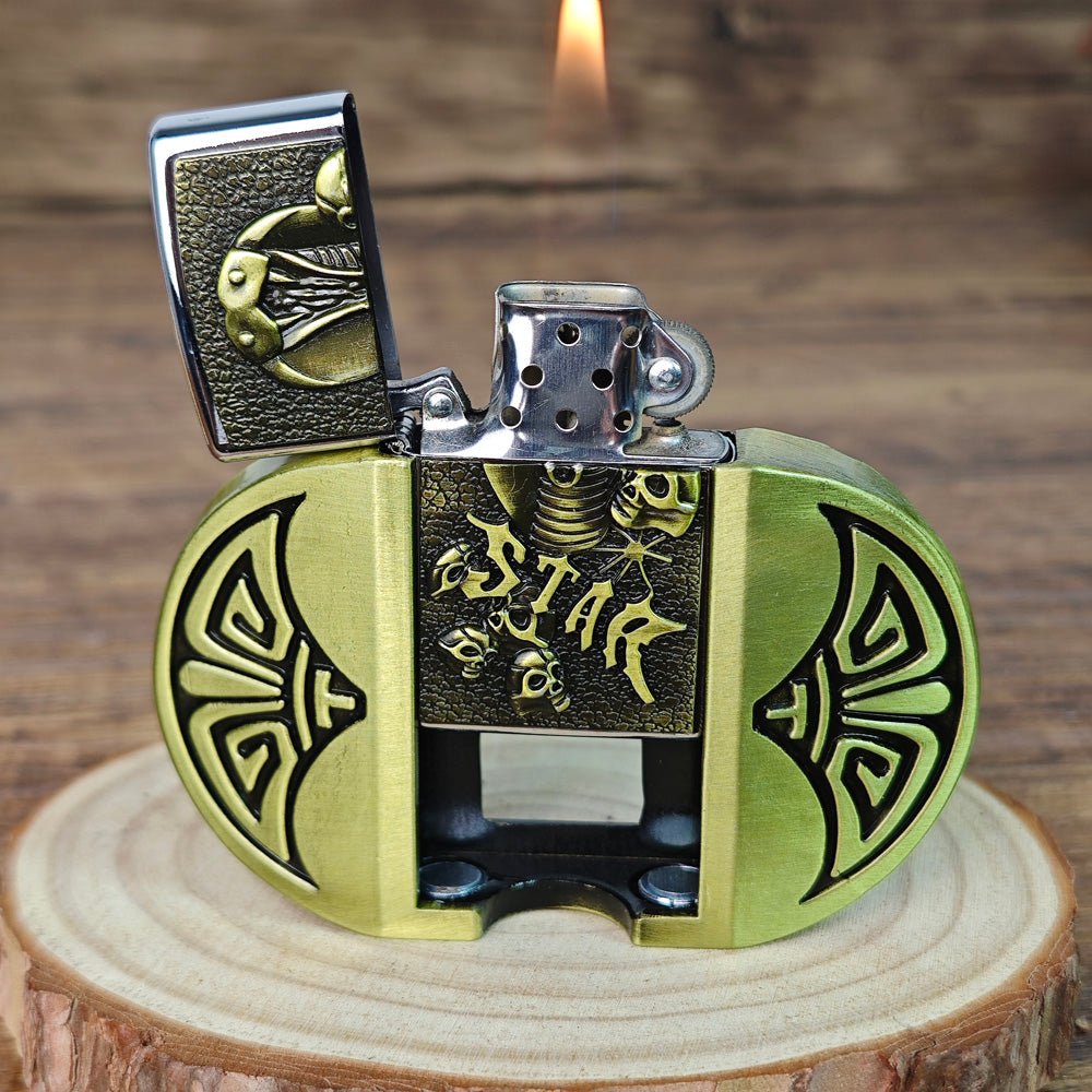 3D Cobra "STAR" Skull Lighter Holder Belt Buckle