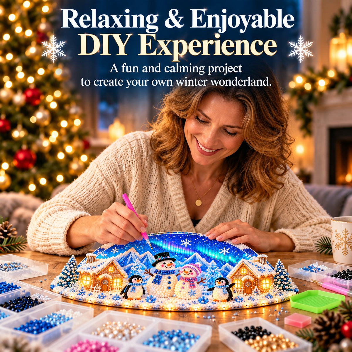 Beginner-Friendly DIY Winter Village Diamond Art Kit