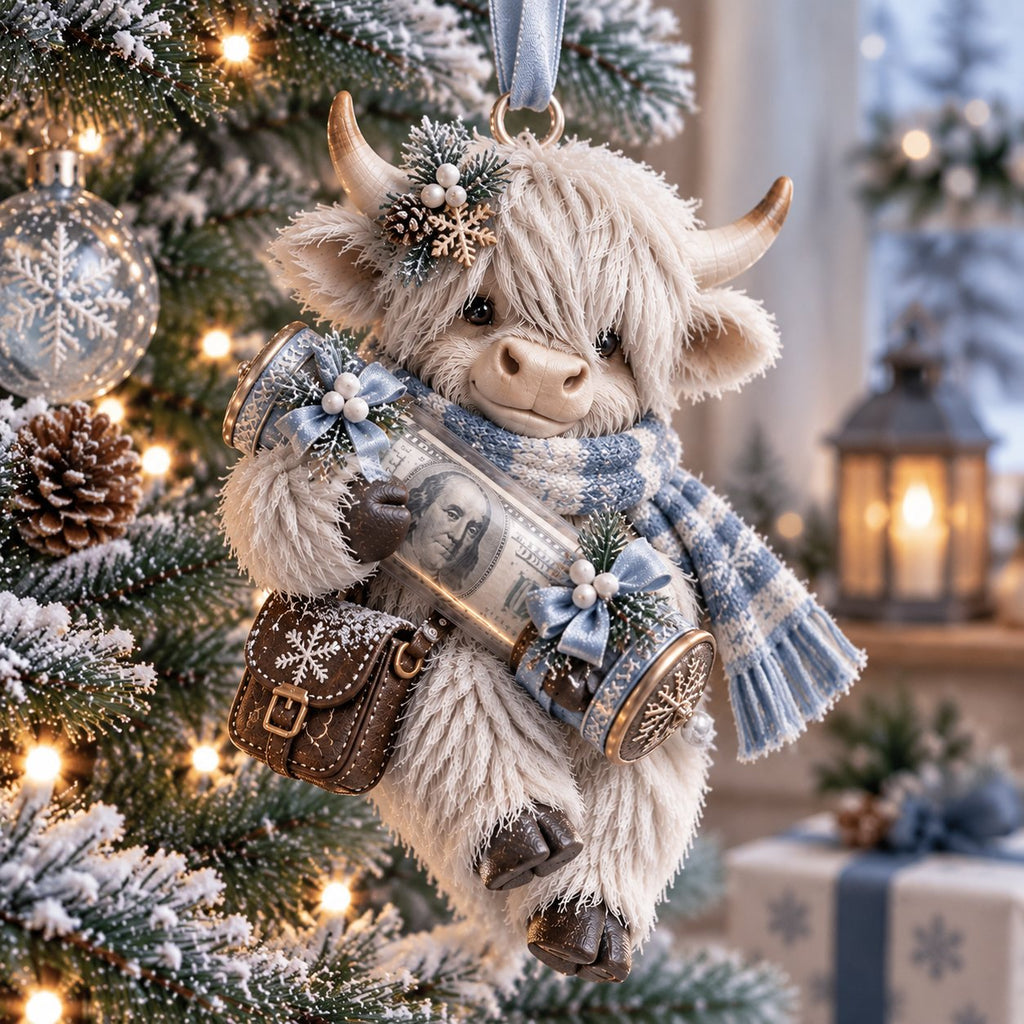 Highland Cow Christmas Cash Holder Ornament