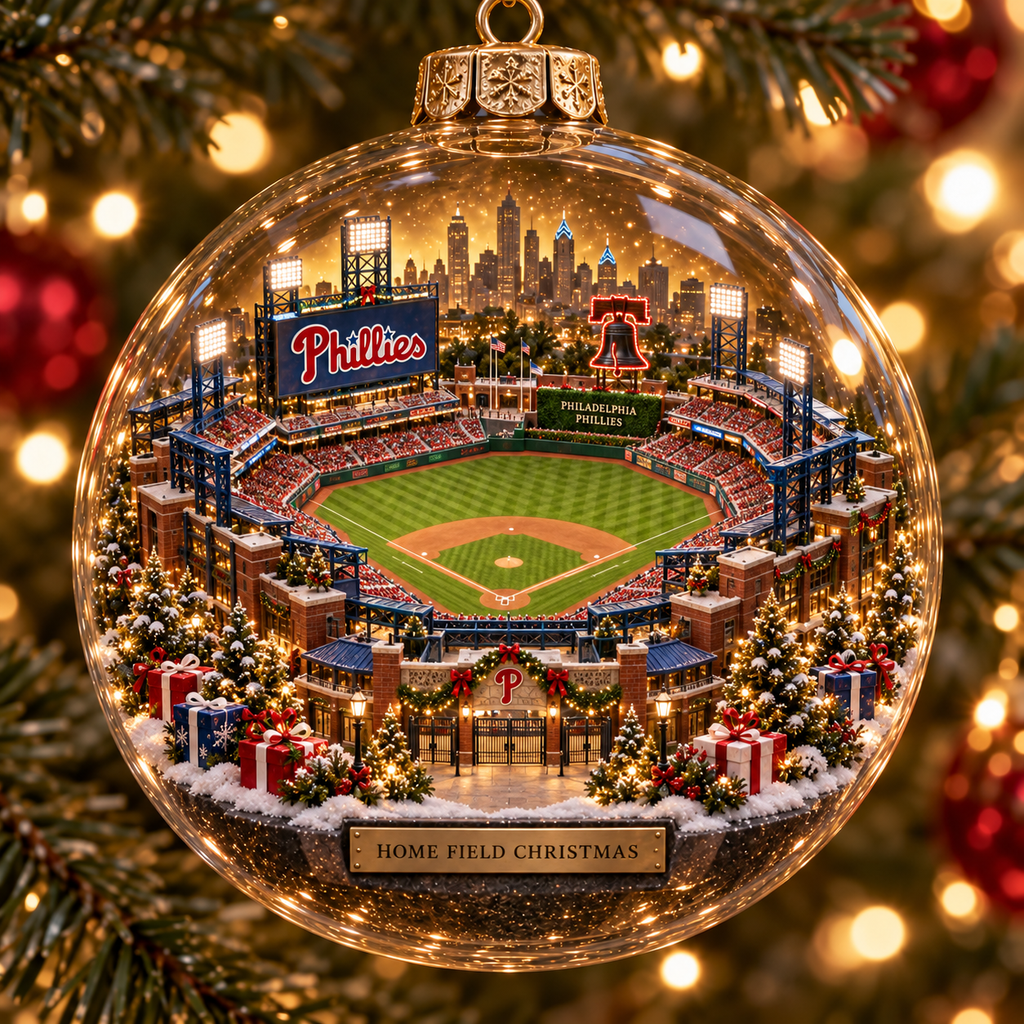 Phillies Light-Up Baseball Heritage Christmas Ornament