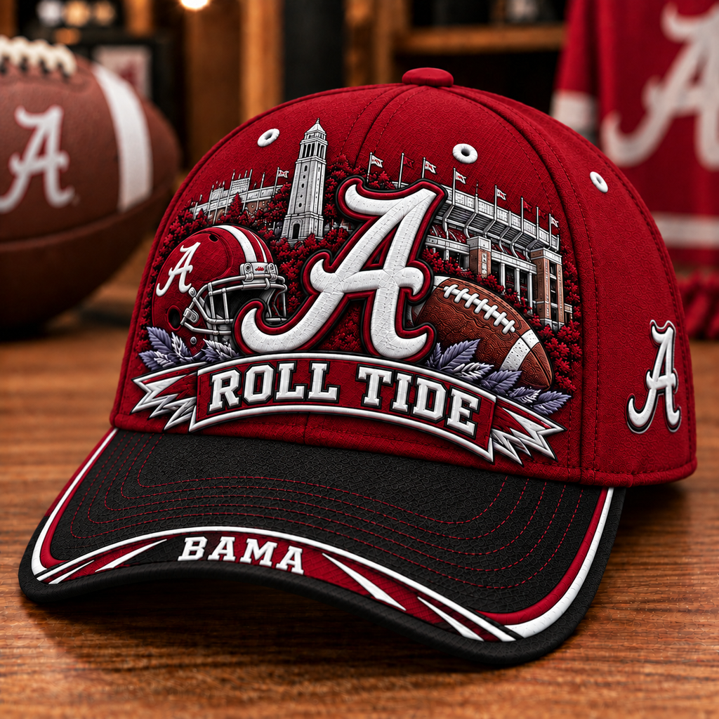 ROLL TIDE Crimson Football Fan Cap