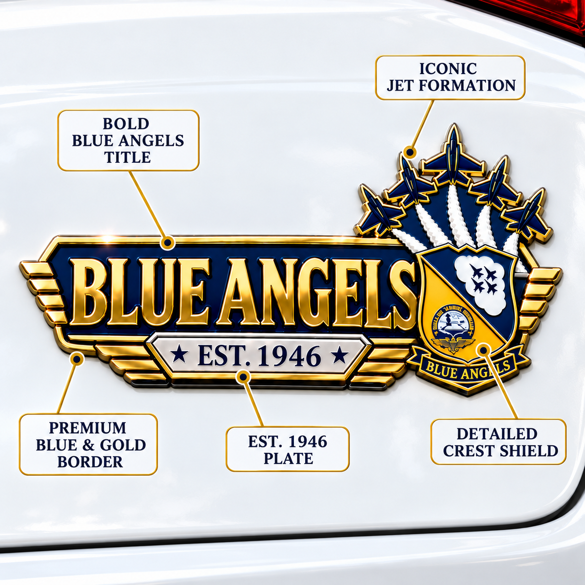 1946–2026 Blue Angels 80th Anniversary Aviation Car Emblem