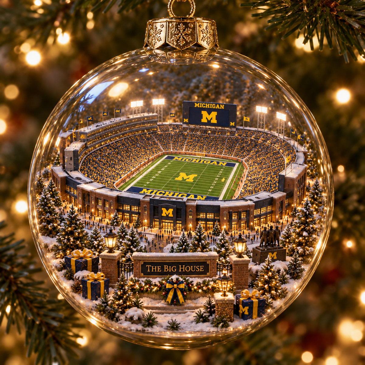 Go Blue – Light-Up College Football Heritage Christmas Ornament