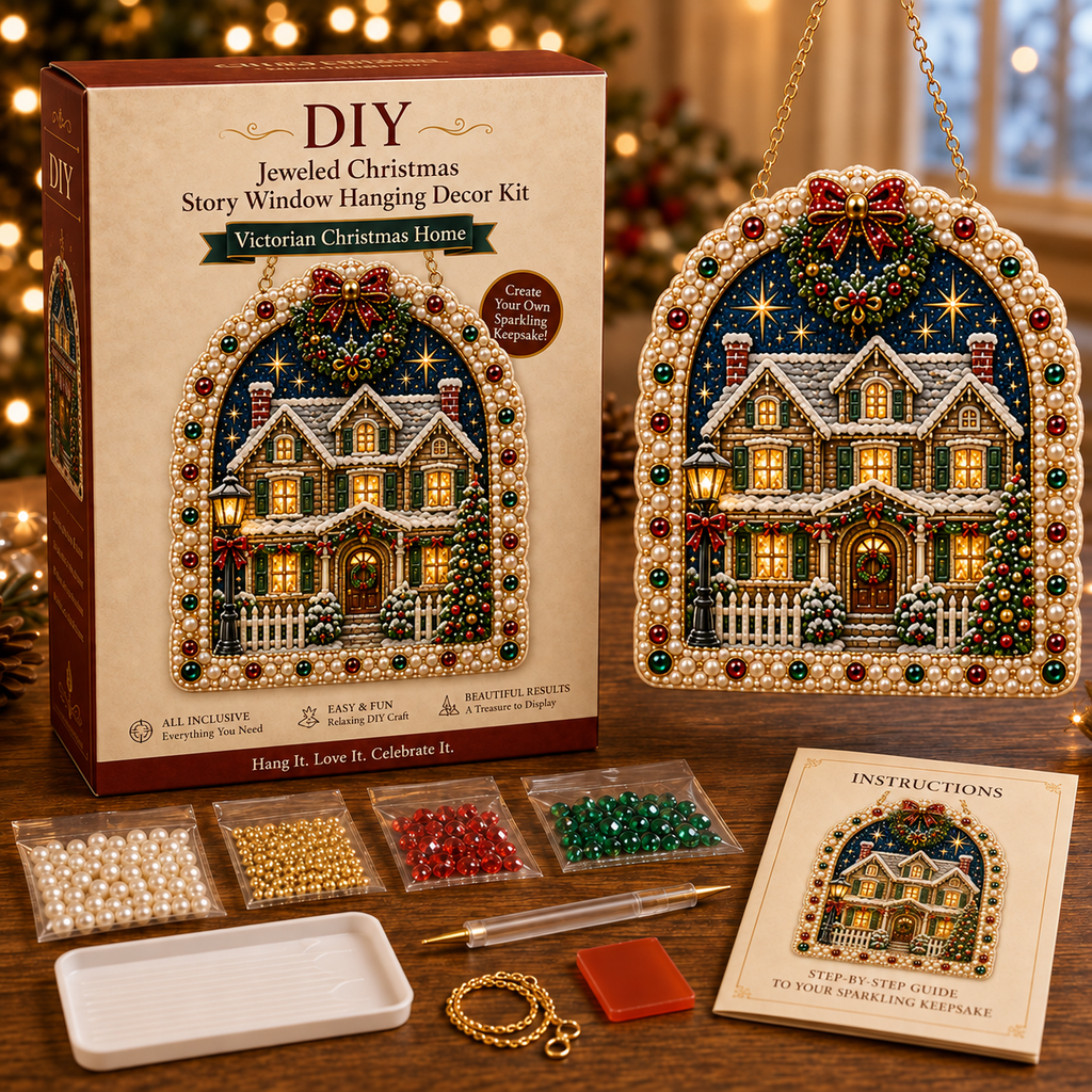 DIY Jeweled Christmas Story Window Hanging Ornament Kit