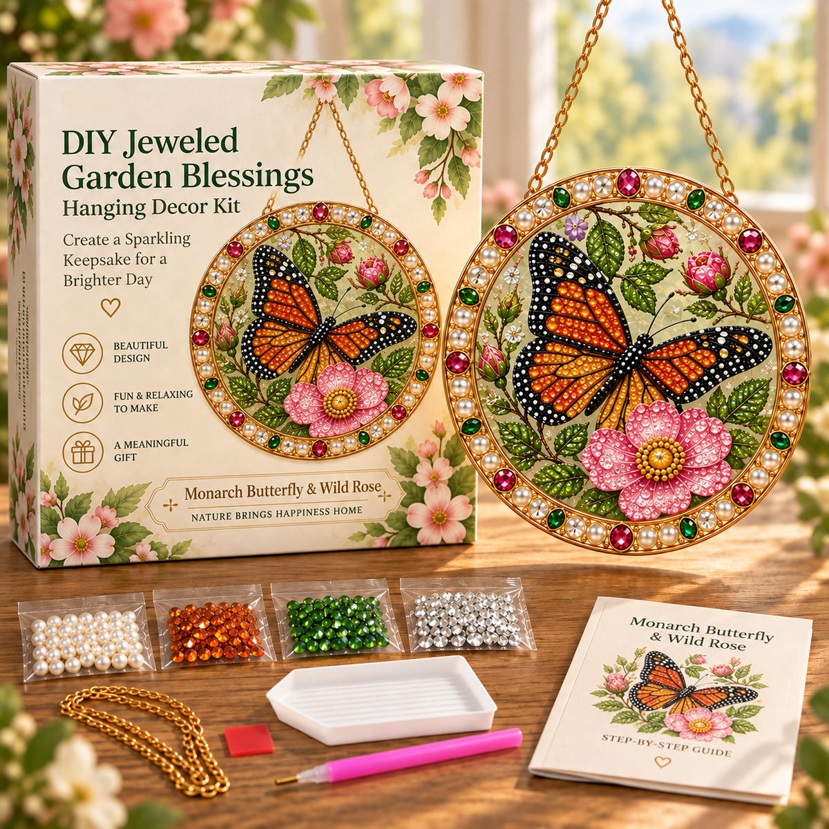 DIY Jeweled Garden Blessings Hanging Decor Kit