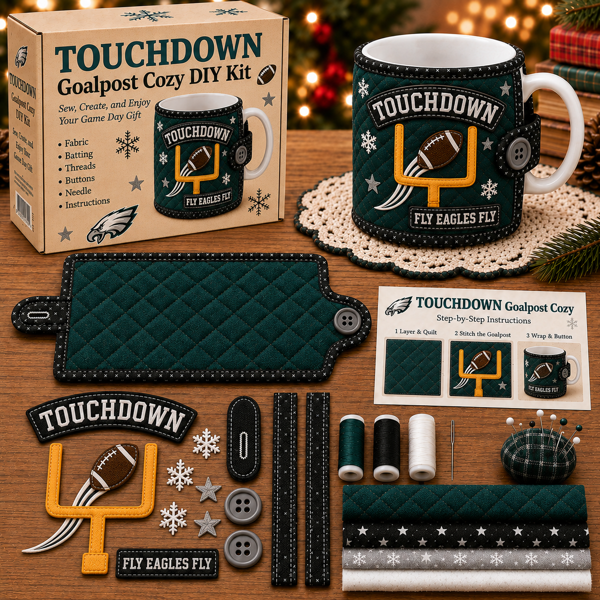 FLY EAGLES FLY — Quilted Mug Cozy Sewing Kit