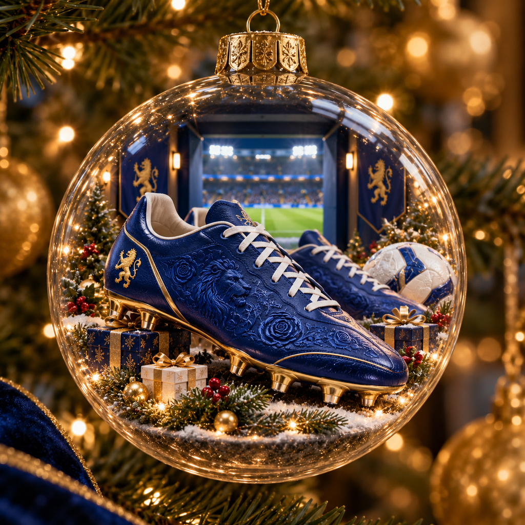Keep the Blue Flag Flying High Light-Up Football Heritage Ornament