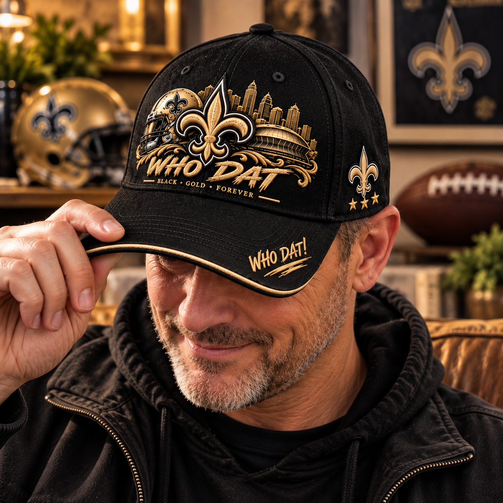 WHO DAT Black & Gold Football Fan Cap – Forever Faithful
