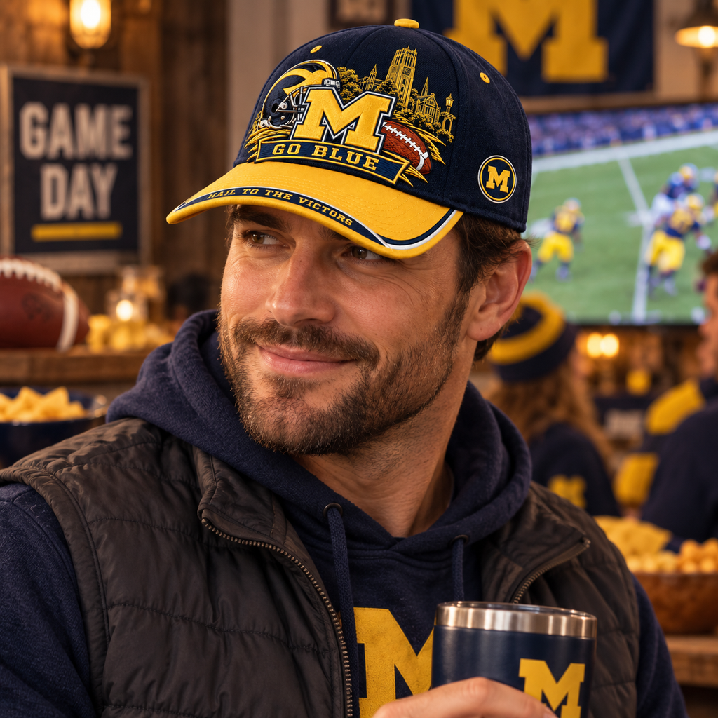 Go Blue Maize & Blue Football Fan Cap