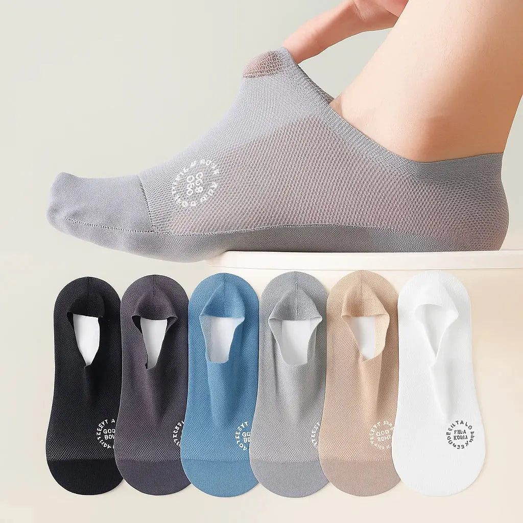 Sikunuo | 4 Pair Breathable, Invisible Moisture-Wicking Mesh Socks
