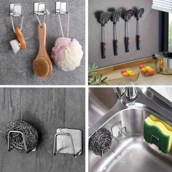 Sikunuo | 4 pieces | Stainless steel wall holder – Self-adhesive and space-saving