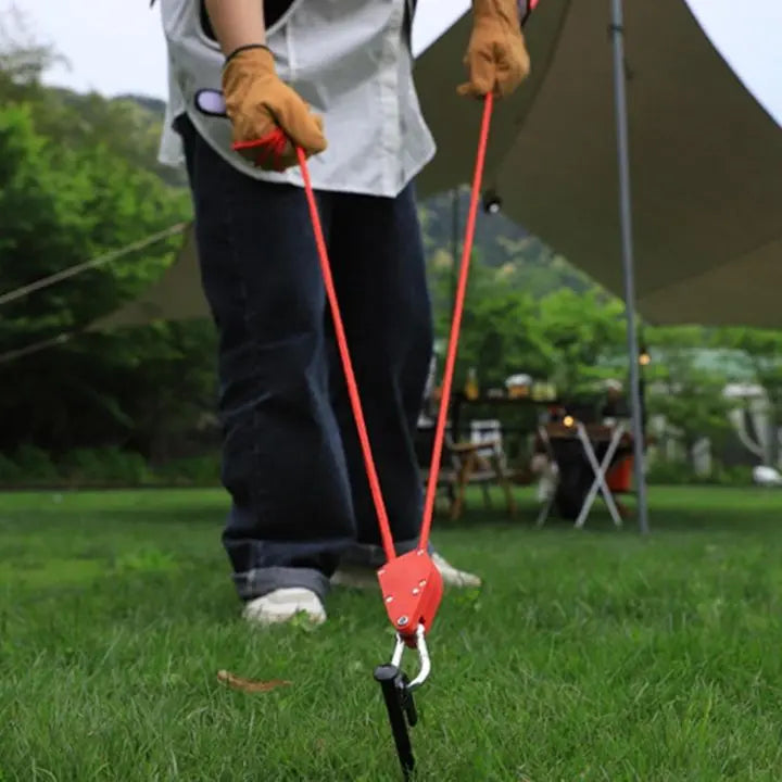 Adjustable Reflective Camping Rope Set of 4 with Pulley and Carabiner