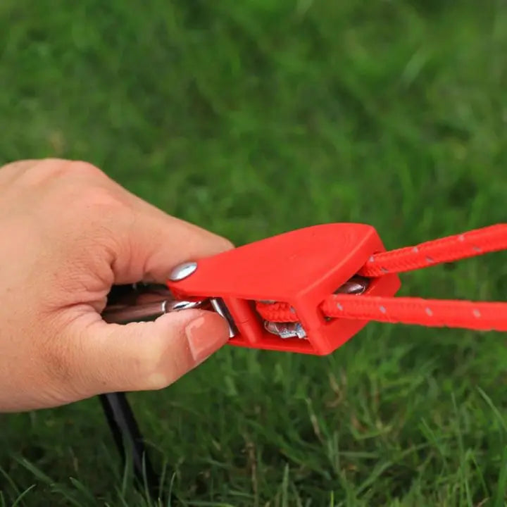 Adjustable Reflective Camping Rope Set of 4 with Pulley and Carabiner