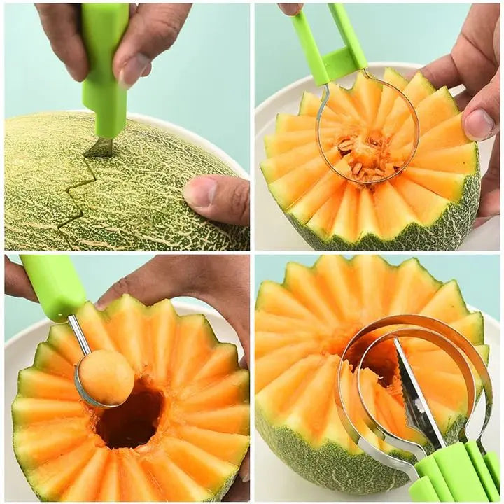 Sikunuo | 4-in-1 Stainless Steel Fruit Cutter Set