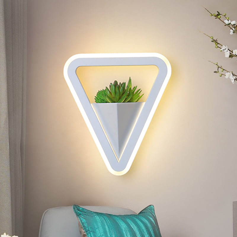 Sikunuo | White 1 Bulb Wall Light Minimalistic Acrylic Triangle LED Plant Wall Lamp in Warm/White Light
