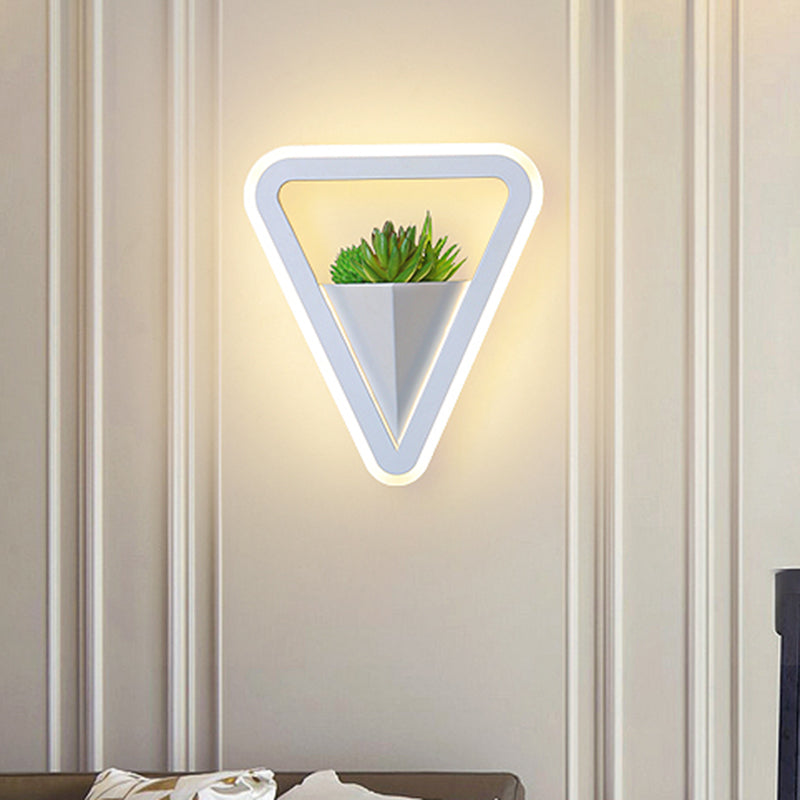 Sikunuo | White 1 Bulb Wall Light Minimalistic Acrylic Triangle LED Plant Wall Lamp in Warm/White Light