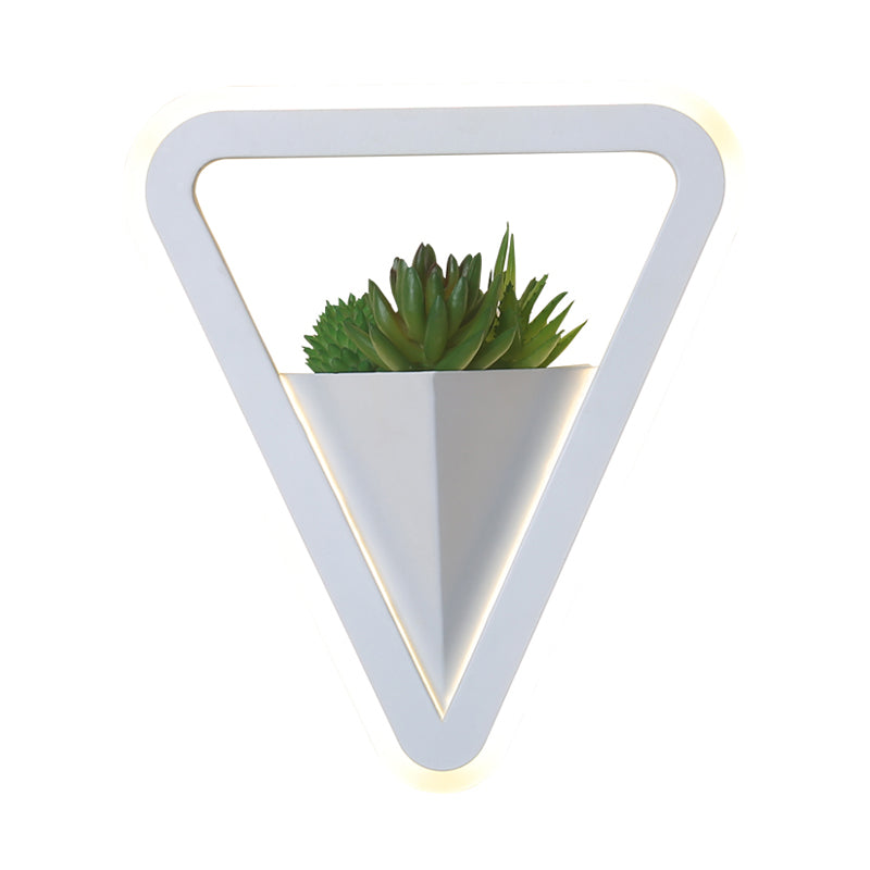 Sikunuo | White 1 Bulb Wall Light Minimalistic Acrylic Triangle LED Plant Wall Lamp in Warm/White Light