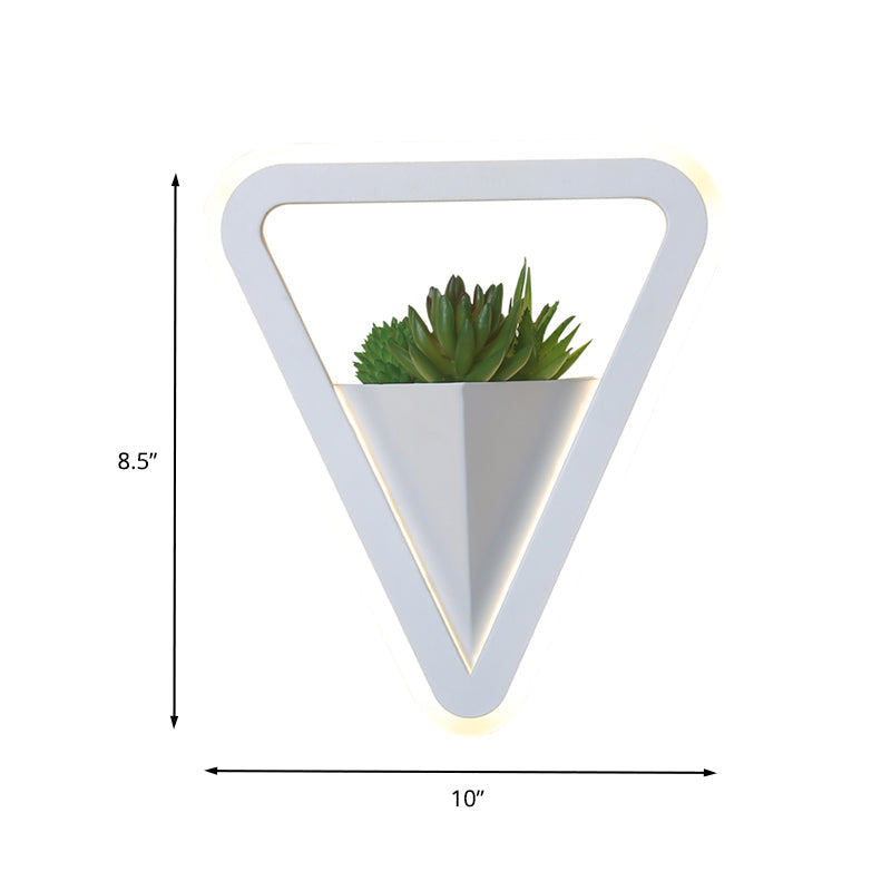 Sikunuo | White 1 Bulb Wall Light Minimalistic Acrylic Triangle LED Plant Wall Lamp in Warm/White Light