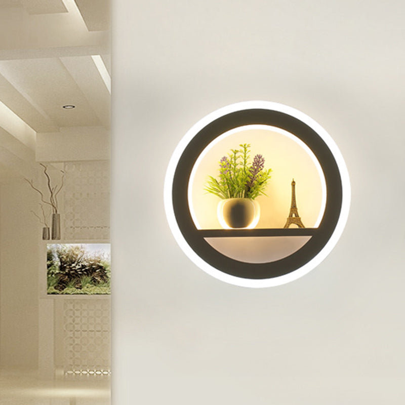 Sikunuo | Metal White Wall Lamp Circular 1 Head LED Industrial Wall Light Fixture