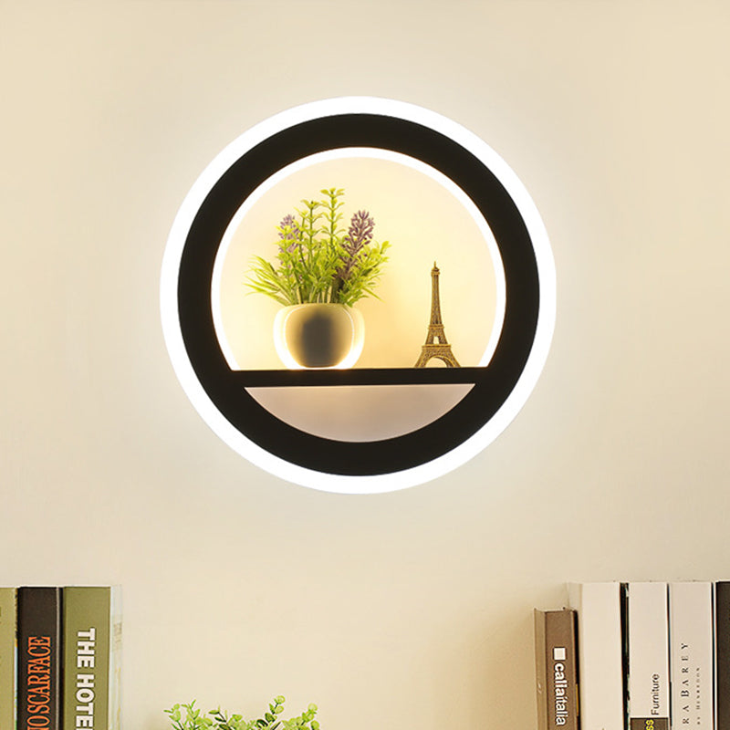 Sikunuo | Metal White Wall Lamp Circular 1 Head LED Industrial Wall Light Fixture