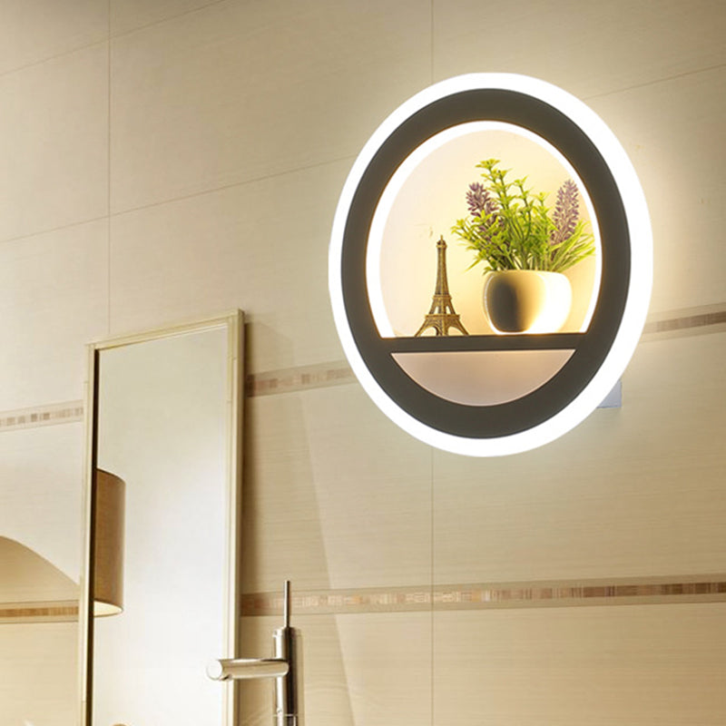 Sikunuo | Metal White Wall Lamp Circular 1 Head LED Industrial Wall Light Fixture