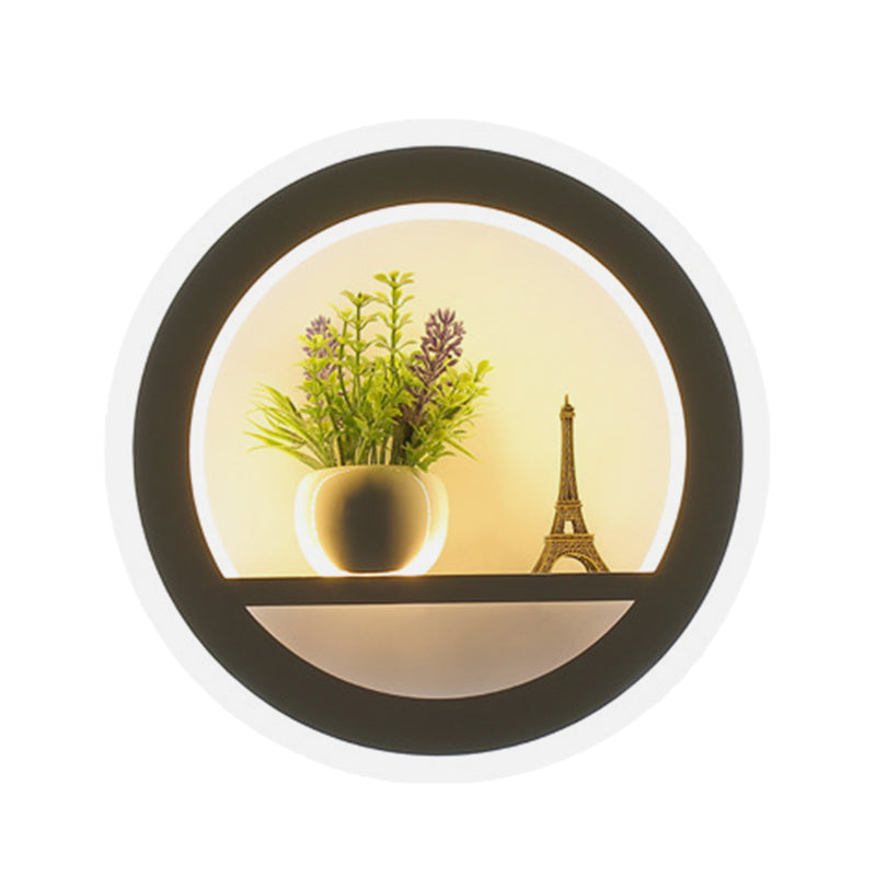 Sikunuo | Metal White Wall Lamp Circular 1 Head LED Industrial Wall Light Fixture