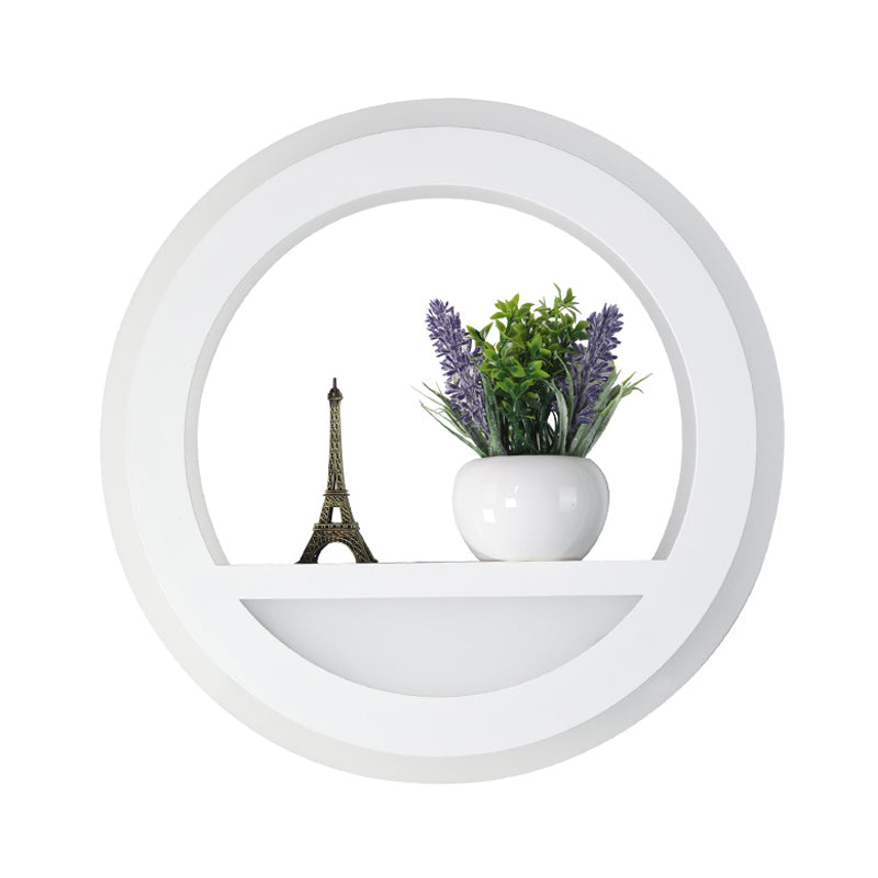 Sikunuo | 1 Light Circle Wall Lamp Industrial White Metal LED Plant Wall Light for Bedroom