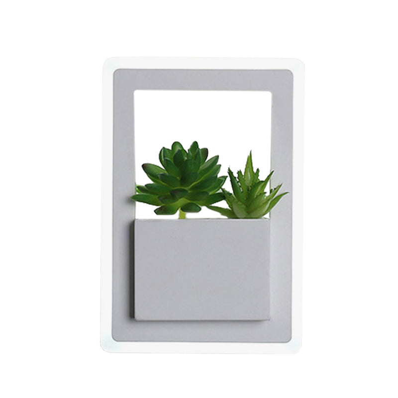 Sikunuo | Acrylic White Wall Lamp Round/Rectangular/Diamond LED Industrial Plant Wall Lighting Fixture in Warm/White Light